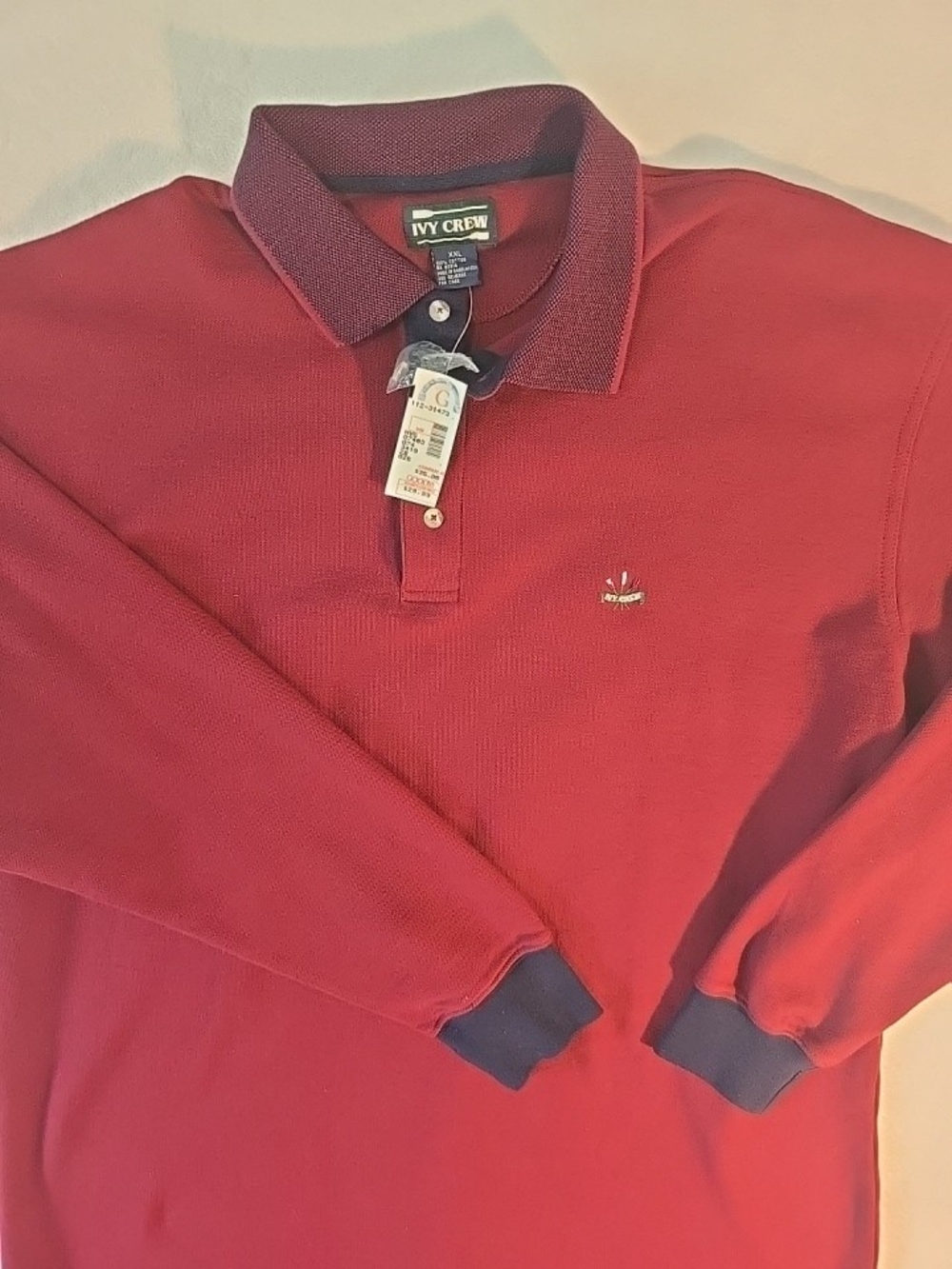 Ivy Crew Mens Long Sleeve Polo Shirt Size XXL  NWT Vintage Preppy Classic